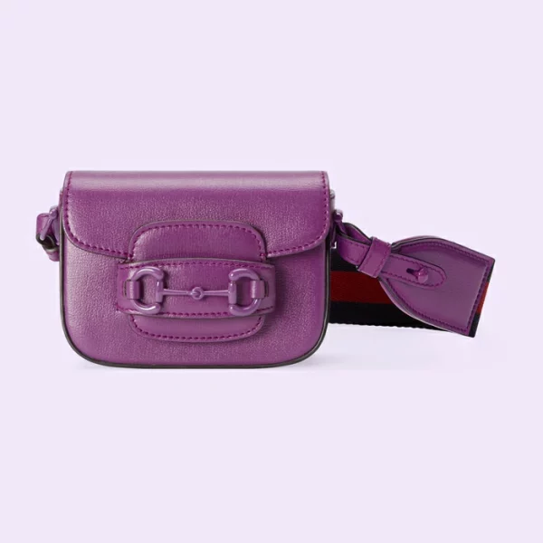 GUCCI 1955 Horsebit Mini Bag - Purple Leather