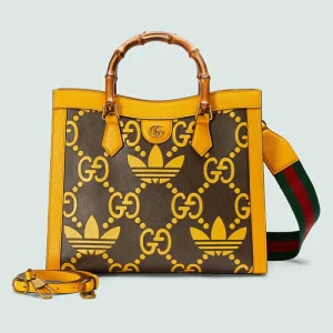 GUCCI Adidas X Diana Medium Tote Bag - Brown And Yellow Leather