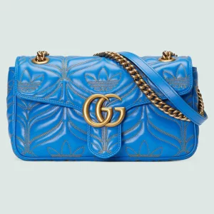 GUCCI Adidas X GG Marmont Small Shoulder Bag - Blue And Orange Leather