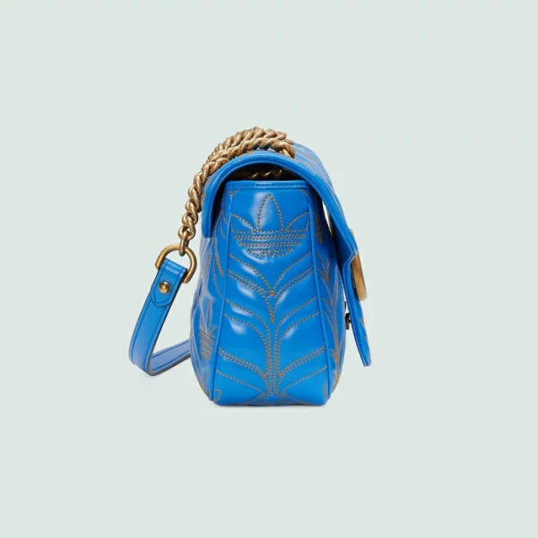 GUCCI Adidas X GG Marmont Small Shoulder Bag - Blue And Orange Leather