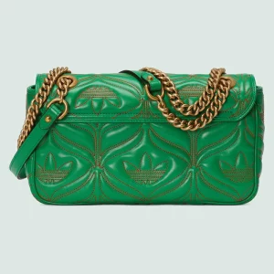 GUCCI Adidas X GG Marmont Small Shoulder Bag - Green And Orange Leather