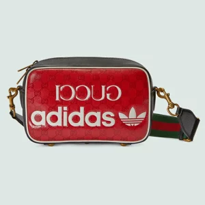 GUCCI Adidas X Small Shoulder Bag - Red And Off White Crystal Canvas