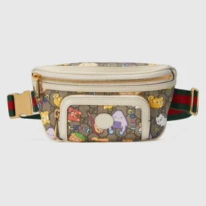 GUCCI Animal Print Belt Bag - Beige And Ebony Supreme
