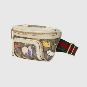 GUCCI Animal Print Belt Bag - Beige And Ebony Supreme