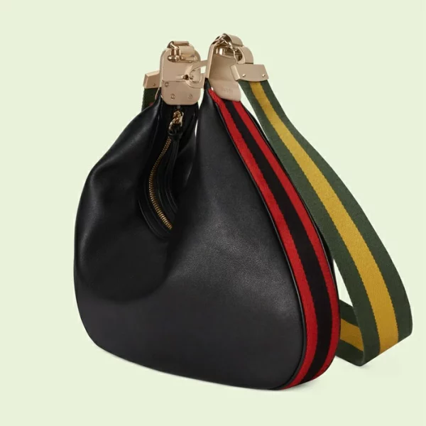 GUCCI Attache Medium Shoulder Bag - Black Leather
