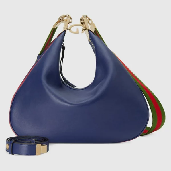 GUCCI Attache Medium Shoulder Bag - Blue Leather