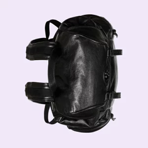 GUCCI Backpack With Tonal Double G - Black Leather