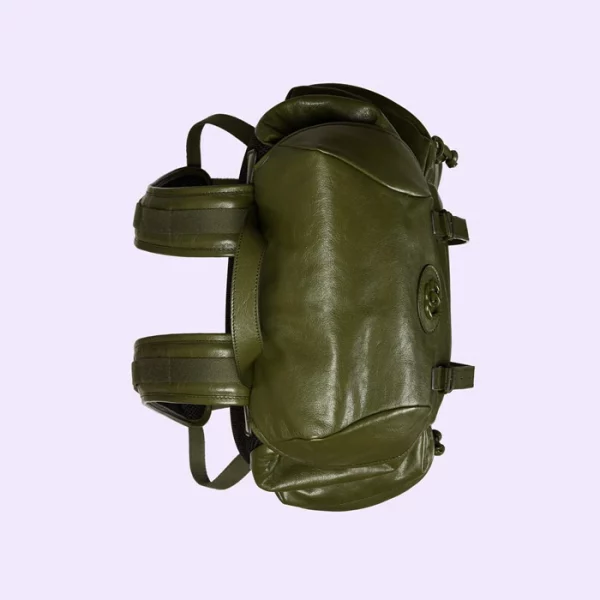 GUCCI Backpack With Tonal Double G - Forest Green Leather