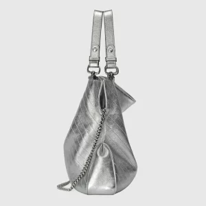 GUCCI Blondie Medium Tote Bag - Silver Lamé Leather