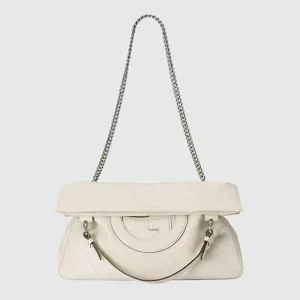 GUCCI Blondie Medium Tote Bag - White Leather