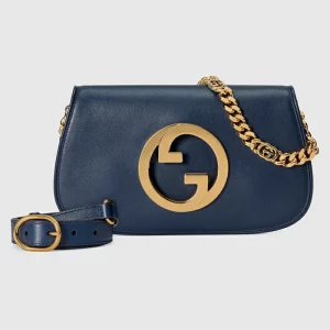 GUCCI Blondie Small Shoulder Bag - Blue Leather