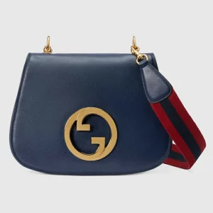 GUCCI Blondie Small Top Handle Bag - Blue Leather