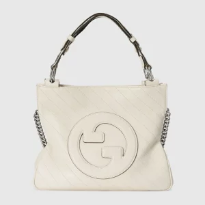 GUCCI Blondie Small Tote Bag - White Leather
