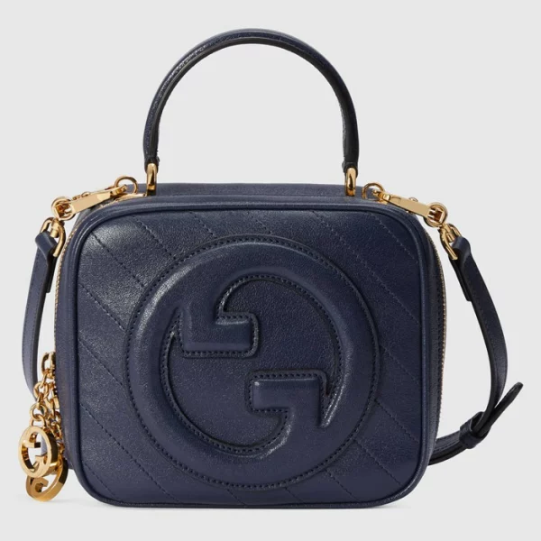 GUCCI Blondie Top Handle Bag - Blue Leather