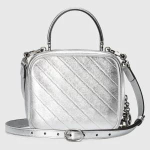 GUCCI Blondie Top Handle Bag - Metallic Silver Leather
