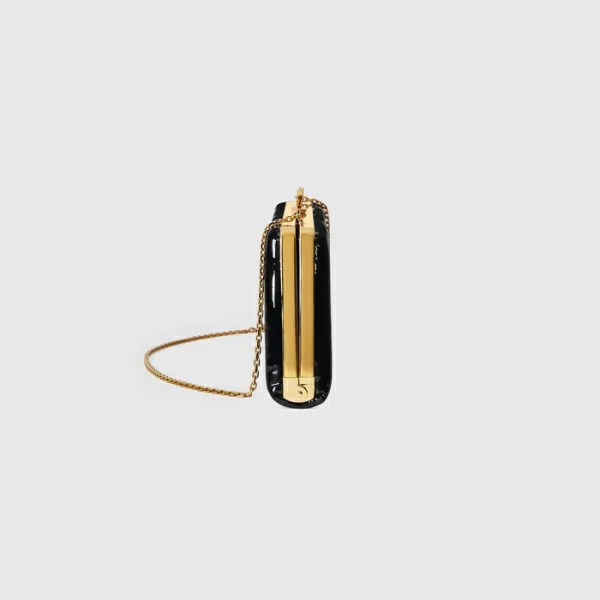 GUCCI Broadway Small Patent Leather Evening Bag - Black Patent Leather