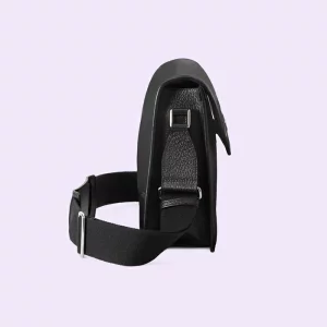 GUCCI Crossbody Messenger Bag With Interlocking G - Black Leather