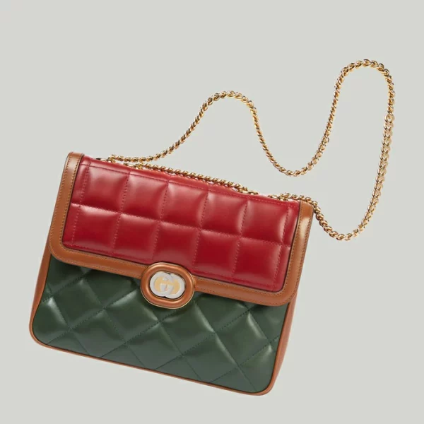 GUCCI Deco Small Shoulder Bag - Red And Green Leather