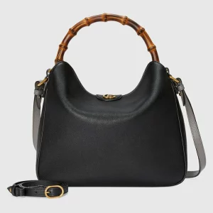 GUCCI Diana Medium Shoulder Bag - Black Leather