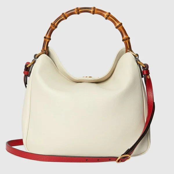 GUCCI Diana Medium Shoulder Bag - White Leather