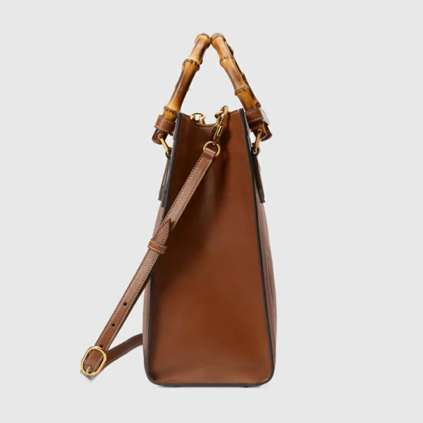 GUCCI Diana Medium Top Handle Bag - Brown Leather
