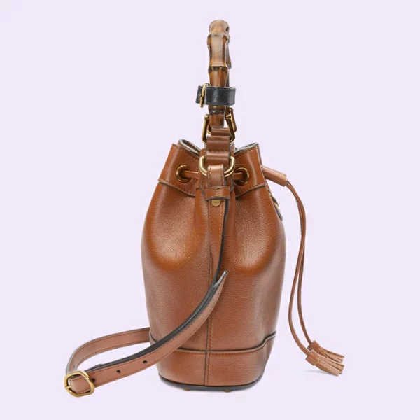GUCCI Diana Mini Bucket Bag - Brown Leather