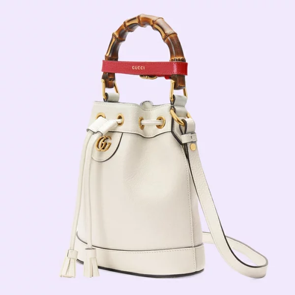 GUCCI Diana Mini Bucket Bag - White Leather