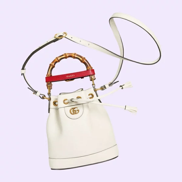 GUCCI Diana Mini Bucket Bag - White Leather
