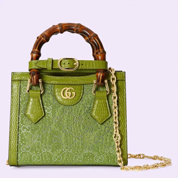 GUCCI Diana Mini GG Crystal Tote Bag - Green