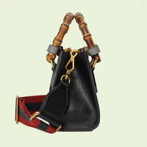 GUCCI Diana Mini Tote Bag - Black Leather