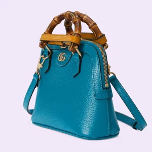 GUCCI Diana Mini Tote Bag - Blue Leather