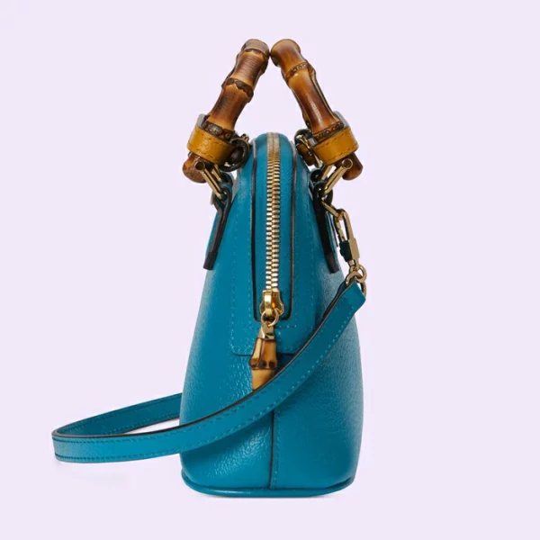 GUCCI Diana Mini Tote Bag - Blue Leather