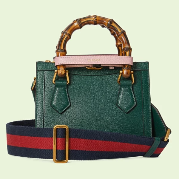 GUCCI Diana Mini Tote Bag - Green Leather
