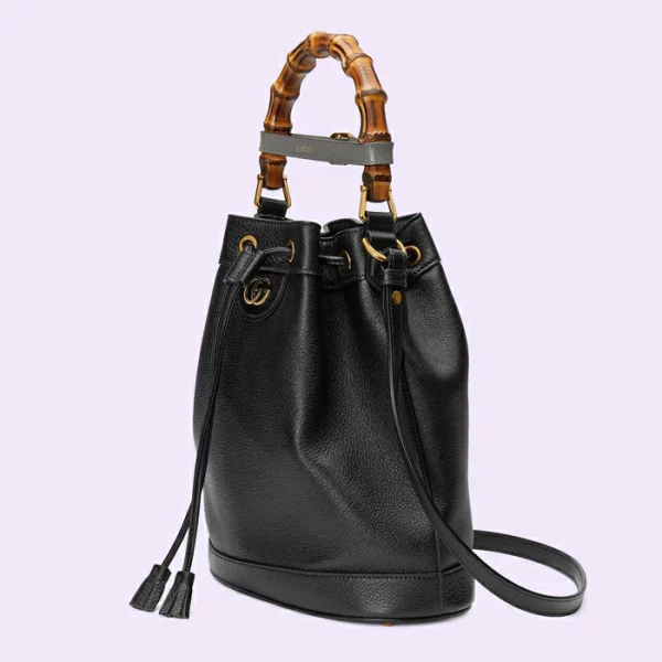 GUCCI Diana Small Bucket Bag - Black Leather
