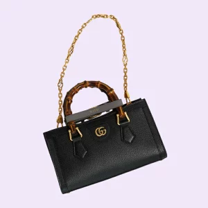 GUCCI Diana Small Shoulder Bag - Black Leather