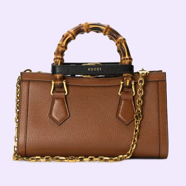 GUCCI Diana Small Shoulder Bag - Brown Leather