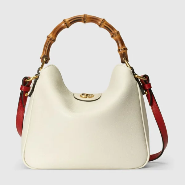 GUCCI Diana Small Shoulder Bag - White Leather