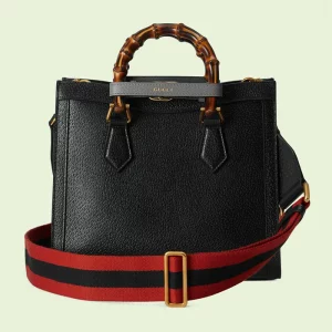 GUCCI Diana Small Tote Bag - Black Leather