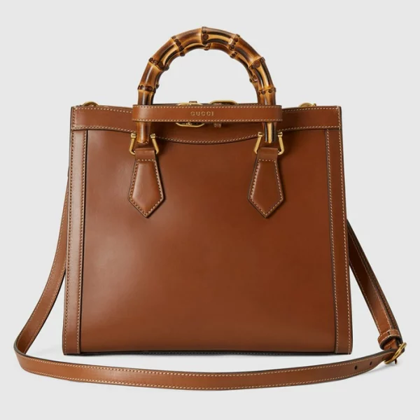 GUCCI Diana Small Tote Bag - Brown Leather