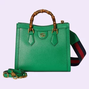 GUCCI Diana Small Tote Bag - Green Leather