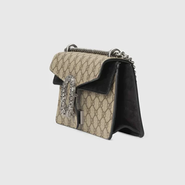 GUCCI Dionysus GG Small Shoulder Bag - Gg Supreme And Black Suede