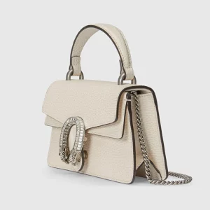 GUCCI Dionysus Mini Top Handle Bag - White Leather