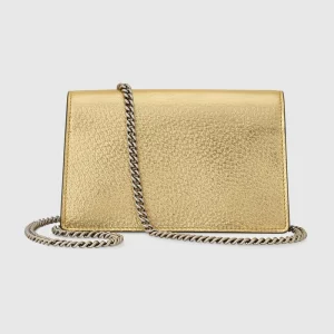 GUCCI Dionysus Super Mini Bag - Gold Lamé Leather