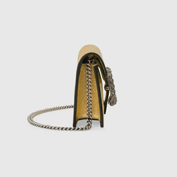 GUCCI Dionysus Super Mini Bag - Gold Lamé Leather