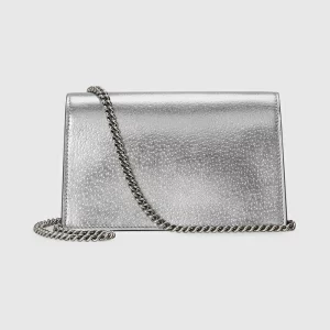 GUCCI Dionysus Super Mini Bag - Silver Lamé Leather