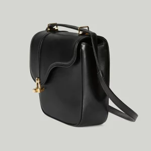 GUCCI Equestrian Inspired Shoulder Bag - Black Leather