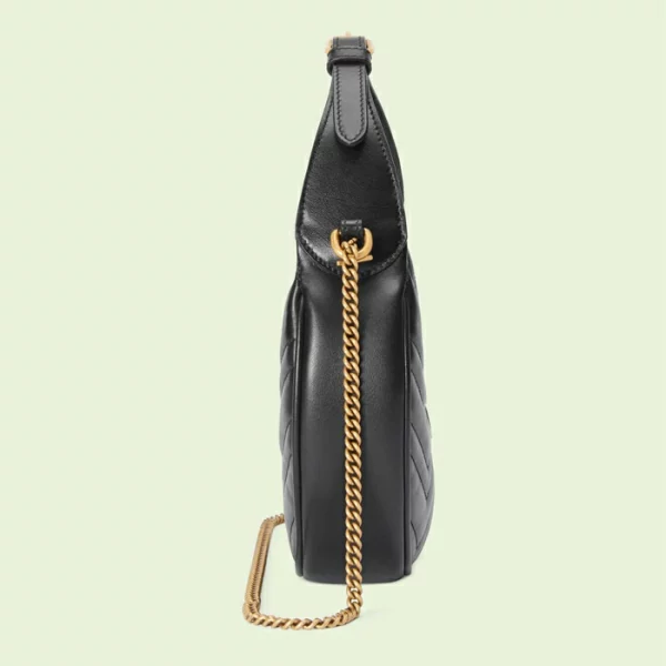 GUCCI GG Marmont Half-Moon-Shaped Mini Bag - Black Leather