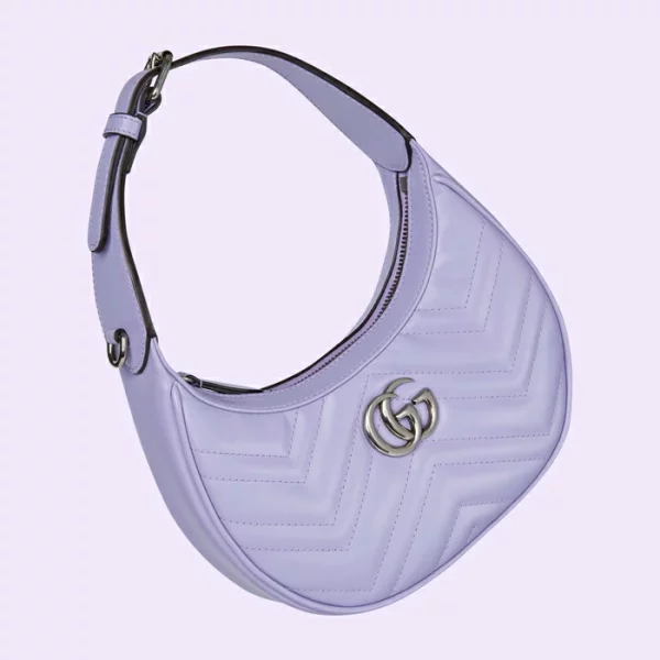 GUCCI GG Marmont Half-Moon-Shaped Mini Bag - Lilac Leather