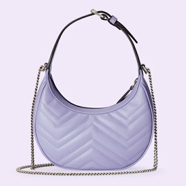 GUCCI GG Marmont Half-Moon-Shaped Mini Bag - Lilac Leather