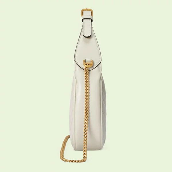 GUCCI GG Marmont Half-Moon-Shaped Mini Bag - White Leather